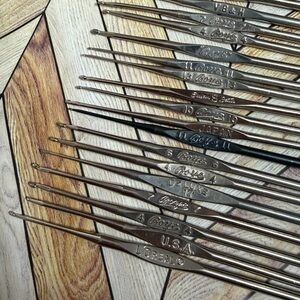 Large Vintage Steel Crochet Hooks Set various Brands, Sizes